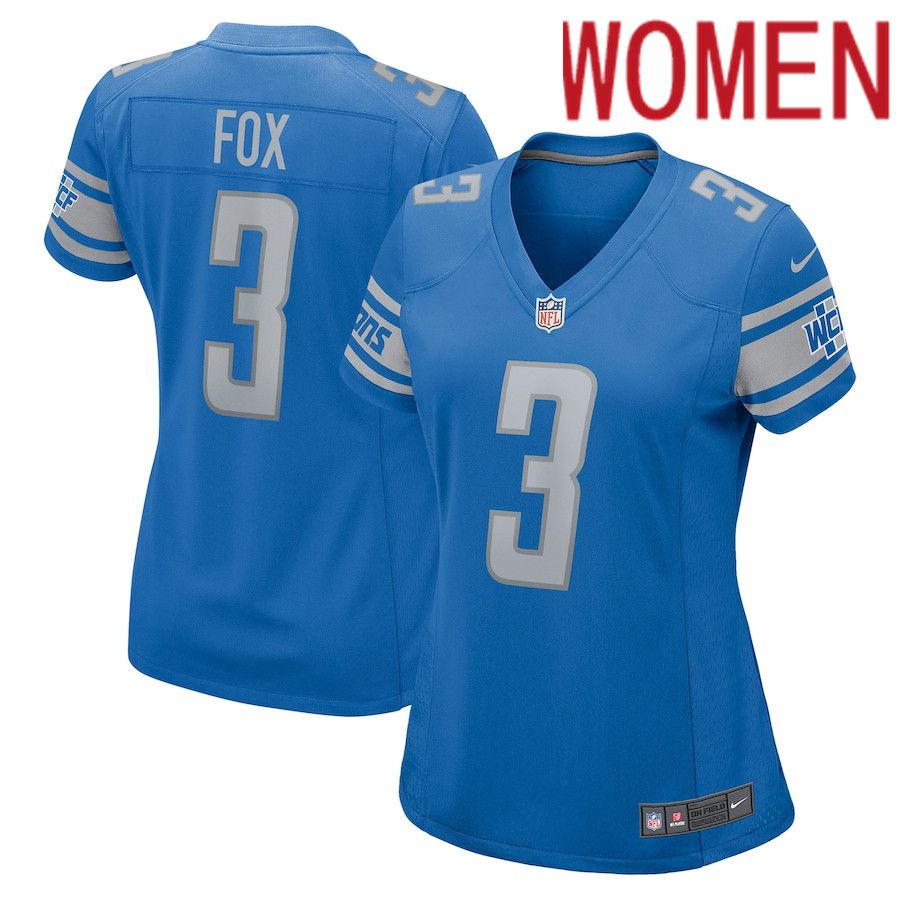 Women Detroit Lions #3 Jack Fox Nike Blue Game NFL Jersey->women nfl jersey->Women Jersey
